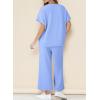 imageDokotoo 2 Piece Sets for Women Casual Short Sleeve Summer Tops and High Rise Wide Leg Pants Lounge SetsBlue