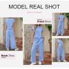 imageDokotoo 2 Piece Sets for Women Casual Short Sleeve Summer Tops and High Rise Wide Leg Pants Lounge SetsBlue