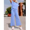 imageDokotoo 2 Piece Sets for Women Casual Short Sleeve Summer Tops and High Rise Wide Leg Pants Lounge SetsBlue