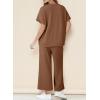imageDokotoo 2 Piece Sets for Women Casual Short Sleeve Summer Tops and High Rise Wide Leg Pants Lounge SetsBrown
