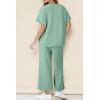 imageDokotoo 2 Piece Sets for Women Casual Short Sleeve Summer Tops and High Rise Wide Leg Pants Lounge SetsGreen