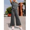 imageDokotoo 2 Piece Sets for Women Casual Short Sleeve Summer Tops and High Rise Wide Leg Pants Lounge SetsGrey