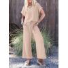 imageDokotoo 2 Piece Sets for Women Casual Short Sleeve Summer Tops and High Rise Wide Leg Pants Lounge SetsKhaki