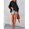 imageDokotoo Hoodies for Women 2024 Fashion Fall V Neck Button Down Long Sleeve Hooded Sweatshirts TopsBlack