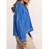 imageDokotoo Hoodies for Women 2024 Fashion Fall V Neck Button Down Long Sleeve Hooded Sweatshirts TopsBlue