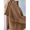 imageDokotoo Hoodies for Women 2024 Fashion Fall V Neck Button Down Long Sleeve Hooded Sweatshirts TopsBrown