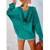 imageDokotoo Hoodies for Women 2024 Fashion Fall V Neck Button Down Long Sleeve Hooded Sweatshirts TopsGreen