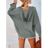 imageDokotoo Hoodies for Women 2024 Fashion Fall V Neck Button Down Long Sleeve Hooded Sweatshirts TopsGrey