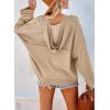 imageDokotoo Hoodies for Women 2024 Fashion Fall V Neck Button Down Long Sleeve Hooded Sweatshirts TopsKhaki