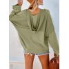 imageDokotoo Hoodies for Women 2024 Fashion Fall V Neck Button Down Long Sleeve Hooded Sweatshirts TopsLight Green