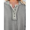imageDokotoo Hoodies for Women 2024 Fashion Fall V Neck Button Down Long Sleeve Hooded Sweatshirts TopsLight Grey