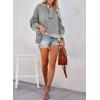 imageDokotoo Hoodies for Women 2024 Fashion Fall V Neck Button Down Long Sleeve Hooded Sweatshirts TopsLight Grey