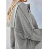 imageDokotoo Hoodies for Women 2024 Fashion Fall V Neck Button Down Long Sleeve Hooded Sweatshirts TopsLight Grey