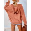 imageDokotoo Hoodies for Women 2024 Fashion Fall V Neck Button Down Long Sleeve Hooded Sweatshirts TopsOrange 2
