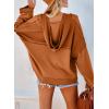 imageDokotoo Hoodies for Women 2024 Fashion Fall V Neck Button Down Long Sleeve Hooded Sweatshirts TopsOrange