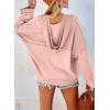 imageDokotoo Hoodies for Women 2024 Fashion Fall V Neck Button Down Long Sleeve Hooded Sweatshirts TopsPink