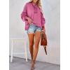 imageDokotoo Hoodies for Women 2024 Fashion Fall V Neck Button Down Long Sleeve Hooded Sweatshirts TopsPink 2