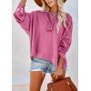 imageDokotoo Hoodies for Women 2024 Fashion Fall V Neck Button Down Long Sleeve Hooded Sweatshirts TopsPink 2