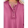 imageDokotoo Hoodies for Women 2024 Fashion Fall V Neck Button Down Long Sleeve Hooded Sweatshirts TopsPink 2
