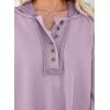 imageDokotoo Hoodies for Women 2024 Fashion Fall V Neck Button Down Long Sleeve Hooded Sweatshirts TopsPurple
