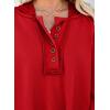 imageDokotoo Hoodies for Women 2024 Fashion Fall V Neck Button Down Long Sleeve Hooded Sweatshirts TopsRed