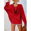 imageDokotoo Hoodies for Women 2024 Fashion Fall V Neck Button Down Long Sleeve Hooded Sweatshirts TopsRed