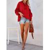 imageDokotoo Hoodies for Women 2024 Fashion Fall V Neck Button Down Long Sleeve Hooded Sweatshirts TopsRed