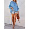 imageDokotoo Hoodies for Women 2024 Fashion Fall V Neck Button Down Long Sleeve Hooded Sweatshirts TopsSky Blue
