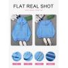 imageDokotoo Hoodies for Women 2024 Fashion Fall V Neck Button Down Long Sleeve Hooded Sweatshirts TopsSky Blue