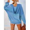 imageDokotoo Hoodies for Women 2024 Fashion Fall V Neck Button Down Long Sleeve Hooded Sweatshirts TopsSky Blue