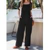 imageDokotoo Jumpsuits for Women 2025 Summer Lantern Sleeves Rompers Wide Leg Casual Overalls with PocketsBlack