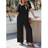 imageDokotoo Jumpsuits for Women 2025 Summer Lantern Sleeves Rompers Wide Leg Casual Overalls with PocketsBlack
