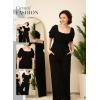 imageDokotoo Jumpsuits for Women 2025 Summer Lantern Sleeves Rompers Wide Leg Casual Overalls with PocketsBlack