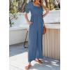 imageDokotoo Jumpsuits for Women 2025 Summer Lantern Sleeves Rompers Wide Leg Casual Overalls with PocketsChambray