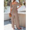 imageDokotoo Jumpsuits for Women 2025 Summer Lantern Sleeves Rompers Wide Leg Casual Overalls with PocketsPale Khaki