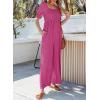 imageDokotoo Jumpsuits for Women 2025 Summer Lantern Sleeves Rompers Wide Leg Casual Overalls with PocketsRose