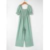 imageDokotoo Jumpsuits for Women 2025 Summer Lantern Sleeves Rompers Wide Leg Casual Overalls with PocketsSage Green