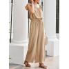 imageDokotoo Jumpsuits for Women 2025 Summer Ruffle Sleeves Square Neck Rompers Drawstring Overalls with PocketsApricot