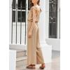 imageDokotoo Jumpsuits for Women 2025 Summer Ruffle Sleeves Square Neck Rompers Drawstring Overalls with PocketsApricot