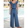 imageDokotoo Jumpsuits for Women 2025 Summer Ruffle Sleeves Square Neck Rompers Drawstring Overalls with PocketsAshleigh
