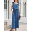 imageDokotoo Jumpsuits for Women 2025 Summer Ruffle Sleeves Square Neck Rompers Drawstring Overalls with PocketsAshleigh