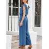 imageDokotoo Jumpsuits for Women 2025 Summer Ruffle Sleeves Square Neck Rompers Drawstring Overalls with PocketsAshleigh
