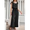 imageDokotoo Jumpsuits for Women 2025 Summer Ruffle Sleeves Square Neck Rompers Drawstring Overalls with PocketsBlack