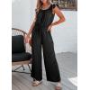 imageDokotoo Jumpsuits for Women 2025 Summer Ruffle Sleeves Square Neck Rompers Drawstring Overalls with PocketsBlack