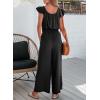imageDokotoo Jumpsuits for Women 2025 Summer Ruffle Sleeves Square Neck Rompers Drawstring Overalls with PocketsBlack