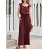 imageDokotoo Jumpsuits for Women 2025 Summer Ruffle Sleeves Square Neck Rompers Drawstring Overalls with PocketsBurgundy