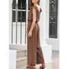imageDokotoo Jumpsuits for Women 2025 Summer Ruffle Sleeves Square Neck Rompers Drawstring Overalls with PocketsCoffee