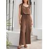 imageDokotoo Jumpsuits for Women 2025 Summer Ruffle Sleeves Square Neck Rompers Drawstring Overalls with PocketsCoffee