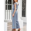 imageDokotoo Jumpsuits for Women 2025 Summer Ruffle Sleeves Square Neck Rompers Drawstring Overalls with PocketsIvy