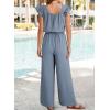 imageDokotoo Jumpsuits for Women 2025 Summer Ruffle Sleeves Square Neck Rompers Drawstring Overalls with PocketsIvy